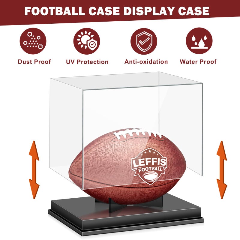 Leffis Football Display Case  Acrylic Football Case Display Case  Memorabilia Display Cases with Removable Built-in Football Display Stand for Autographed Football (No Assembly Required) - Image 4